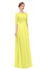 ColsBM Lola Pale Yellow Bridesmaid Dresses Zip up Boat A-line Half Length Sleeve Modest Lace