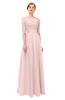 ColsBM Lola Pastel Pink Bridesmaid Dresses Zip up Boat A-line Half Length Sleeve Modest Lace