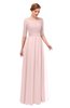 ColsBM Lola Pastel Pink Bridesmaid Dresses Zip up Boat A-line Half Length Sleeve Modest Lace