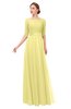 ColsBM Lola Pastel Yellow Bridesmaid Dresses Zip up Boat A-line Half Length Sleeve Modest Lace