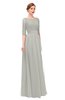 ColsBM Lola Platinum Bridesmaid Dresses Zip up Boat A-line Half Length Sleeve Modest Lace