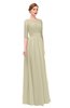 ColsBM Lola Putty Bridesmaid Dresses Zip up Boat A-line Half Length Sleeve Modest Lace