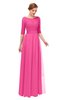 ColsBM Lola Rose Pink Bridesmaid Dresses Zip up Boat A-line Half Length Sleeve Modest Lace