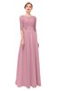 ColsBM Lola Rosebloom Bridesmaid Dresses Zip up Boat A-line Half Length Sleeve Modest Lace