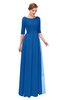 ColsBM Lola Royal Blue Bridesmaid Dresses Zip up Boat A-line Half Length Sleeve Modest Lace