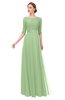 ColsBM Lola Sage Green Bridesmaid Dresses Zip up Boat A-line Half Length Sleeve Modest Lace