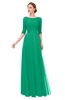 ColsBM Lola Sea Green Bridesmaid Dresses Zip up Boat A-line Half Length Sleeve Modest Lace