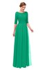 ColsBM Lola Sea Green Bridesmaid Dresses Zip up Boat A-line Half Length Sleeve Modest Lace
