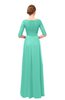 ColsBM Lola Seafoam Green Bridesmaid Dresses Zip up Boat A-line Half Length Sleeve Modest Lace