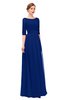 ColsBM Lola Sodalite Blue Bridesmaid Dresses Zip up Boat A-line Half Length Sleeve Modest Lace