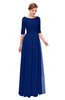 ColsBM Lola Sodalite Blue Bridesmaid Dresses Zip up Boat A-line Half Length Sleeve Modest Lace