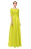 ColsBM Lola Sulphur Spring Bridesmaid Dresses Zip up Boat A-line Half Length Sleeve Modest Lace