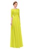 ColsBM Lola Sulphur Spring Bridesmaid Dresses Zip up Boat A-line Half Length Sleeve Modest Lace