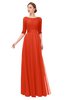 ColsBM Lola Tangerine Tango Bridesmaid Dresses Zip up Boat A-line Half Length Sleeve Modest Lace
