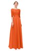 ColsBM Lola Tangerine Bridesmaid Dresses Zip up Boat A-line Half Length Sleeve Modest Lace