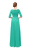 ColsBM Lola Viridian Green Bridesmaid Dresses Zip up Boat A-line Half Length Sleeve Modest Lace
