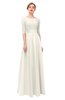 ColsBM Lola Whisper White Bridesmaid Dresses Zip up Boat A-line Half Length Sleeve Modest Lace