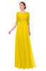 ColsBM Lola Yellow Bridesmaid Dresses Zip up Boat A-line Half Length Sleeve Modest Lace