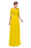 ColsBM Lola Yellow Bridesmaid Dresses Zip up Boat A-line Half Length Sleeve Modest Lace
