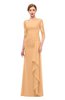 ColsBM Lorin Apricot Bridesmaid Dresses Column Floor Length Zipper Elbow Length Sleeve Lace Mature