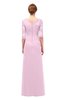 ColsBM Lorin Baby Pink Bridesmaid Dresses Column Floor Length Zipper Elbow Length Sleeve Lace Mature