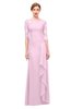 ColsBM Lorin Baby Pink Bridesmaid Dresses Column Floor Length Zipper Elbow Length Sleeve Lace Mature