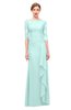 ColsBM Lorin Blue Glass Bridesmaid Dresses Column Floor Length Zipper Elbow Length Sleeve Lace Mature