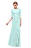 ColsBM Lorin Blue Glass Bridesmaid Dresses Column Floor Length Zipper Elbow Length Sleeve Lace Mature