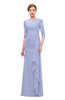 ColsBM Lorin Blue Heron Bridesmaid Dresses Column Floor Length Zipper Elbow Length Sleeve Lace Mature