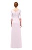 ColsBM Lorin Blush Bridesmaid Dresses Column Floor Length Zipper Elbow Length Sleeve Lace Mature