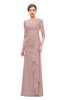ColsBM Lorin Bridal Rose Bridesmaid Dresses Column Floor Length Zipper Elbow Length Sleeve Lace Mature