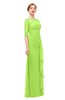 ColsBM Lorin Bright Green Bridesmaid Dresses Column Floor Length Zipper Elbow Length Sleeve Lace Mature