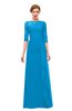 ColsBM Lorin Cornflower Blue Bridesmaid Dresses Column Floor Length Zipper Elbow Length Sleeve Lace Mature