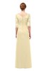 ColsBM Lorin Cornhusk Bridesmaid Dresses Column Floor Length Zipper Elbow Length Sleeve Lace Mature