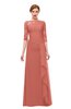 ColsBM Lorin Crabapple Bridesmaid Dresses Column Floor Length Zipper Elbow Length Sleeve Lace Mature