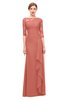 ColsBM Lorin Crabapple Bridesmaid Dresses Column Floor Length Zipper Elbow Length Sleeve Lace Mature