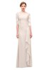 ColsBM Lorin Cream Pink Bridesmaid Dresses Column Floor Length Zipper Elbow Length Sleeve Lace Mature