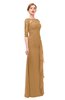 ColsBM Lorin Doe Bridesmaid Dresses Column Floor Length Zipper Elbow Length Sleeve Lace Mature