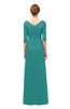 ColsBM Lorin Emerald Green Bridesmaid Dresses Column Floor Length Zipper Elbow Length Sleeve Lace Mature