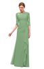 ColsBM Lorin Fair Green Bridesmaid Dresses Column Floor Length Zipper Elbow Length Sleeve Lace Mature