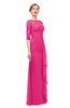 ColsBM Lorin Fandango Pink Bridesmaid Dresses Column Floor Length Zipper Elbow Length Sleeve Lace Mature
