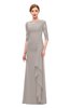 ColsBM Lorin Fawn Bridesmaid Dresses Column Floor Length Zipper Elbow Length Sleeve Lace Mature