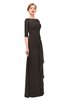 ColsBM Lorin Fudge Brown Bridesmaid Dresses Column Floor Length Zipper Elbow Length Sleeve Lace Mature