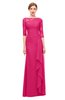 ColsBM Lorin Fuschia Bridesmaid Dresses Column Floor Length Zipper Elbow Length Sleeve Lace Mature