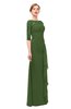ColsBM Lorin Garden Green Bridesmaid Dresses Column Floor Length Zipper Elbow Length Sleeve Lace Mature