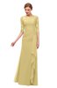 ColsBM Lorin Gold Bridesmaid Dresses Column Floor Length Zipper Elbow Length Sleeve Lace Mature