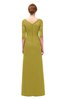 ColsBM Lorin Golden Olive Bridesmaid Dresses Column Floor Length Zipper Elbow Length Sleeve Lace Mature
