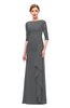 ColsBM Lorin Grey Bridesmaid Dresses Column Floor Length Zipper Elbow Length Sleeve Lace Mature