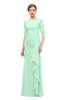 ColsBM Lorin Honeydew Bridesmaid Dresses Column Floor Length Zipper Elbow Length Sleeve Lace Mature