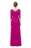ColsBM Lorin Hot Pink Bridesmaid Dresses Column Floor Length Zipper Elbow Length Sleeve Lace Mature